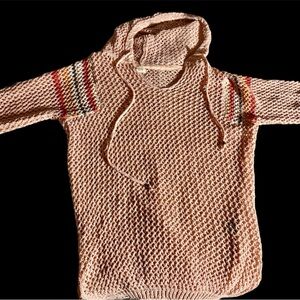 POL Pink and Red Cowl Neck Sweater with Textured Knit